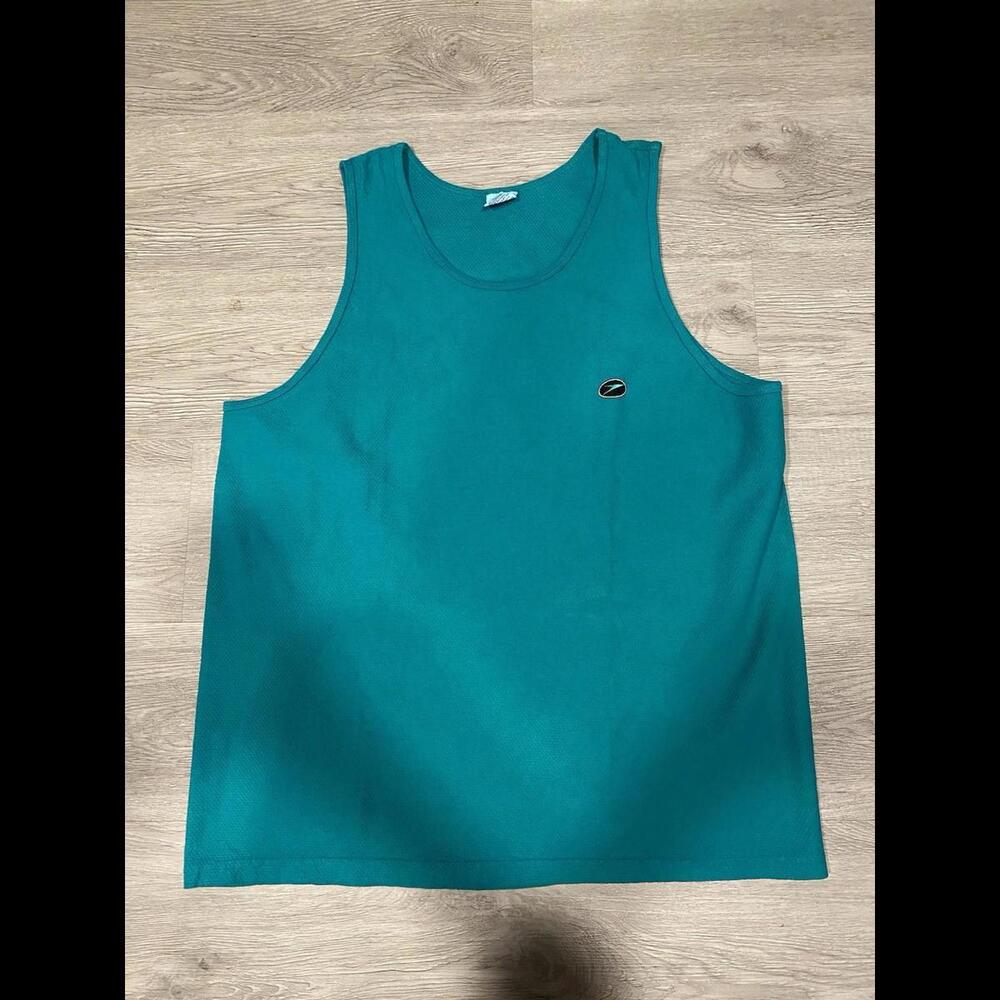 Vtg 90s Speedo Mens XL Faded Spell Out Thermal Waffle Knit Tank Top T-Shirt USA